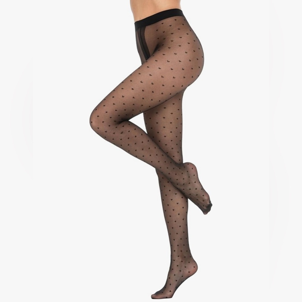 Black Sheer Heart Tights